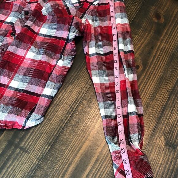 O’Neill Flannel Shirt Mens Western Cowboy Red Plaid Work Rodeo Y2K Thrashed - Picture 8 of 14